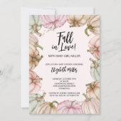 ピンクのパンプキンベイビーシャワー 招待状 (正面)