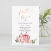 ピンクのパンプキン恋愛ベイビーシャワー 招待状 (スタンド正面)