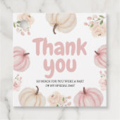 ピンクのパンプキン感謝ギフトタグ フェイバータグ (正面)