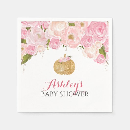 ピンクのパンプキン ナプキン スタンダードカクテルナプキン (正面)