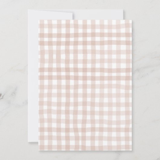 ピンクのパンプキン フラワーボウ ベイビーシャワー 招待状 (裏面)