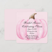 ピンクのパンプキン ブライダルシャワー 秋の招待状 セーブザデート (正面/裏面)