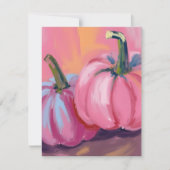 ピンクのパンプキン 水彩 秋の季節の ホリデー カード (正面)