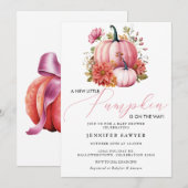 ピンクのパンプキン | 秋のベイビーシャワー 招待状 (正面/裏面)