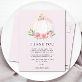 ピンクのパンプキン 秋の女の子のベビーシャワー お礼 ポストカード