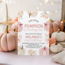 ピンクのパンプキン 誕生日招待状 招待状