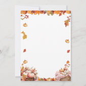 ピンクのパンプキ離れンの誕生日と干し草のスタック 招待状 (裏面)