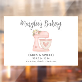 ピンクのパン屋さん用窓ステッカー「パティシエの店舗用ウィンドウフィルム」 ウィンドウサイン