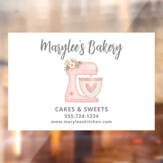 ピンクのパン屋さん用窓ステッカー「パティシエの店舗用ウィンドウフィルム」 ウィンドウサイン (シート2)