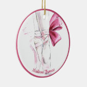 ピンクのパーソナライズされたバレエ用スリッパ セラミックオーナメント (右)