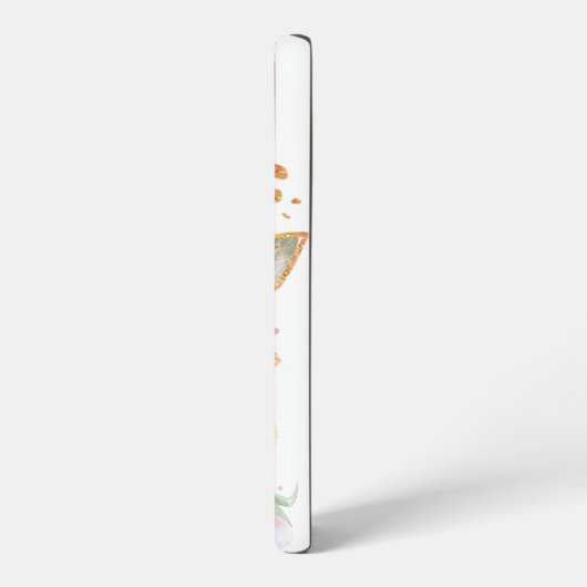 ピンクのパーソナライズされたフローラと蝶の電話ケース SAMSUNG GALAXYケース (左側面)