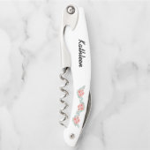 ピンクのパーソナライズされたフローラ花嫁ギフト ソムリエナイフ