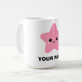 ピンクのパーソナライズされたマグカップ、スターキャラクターグラフィックマグカップ コーヒーマグカップ (正面左)
