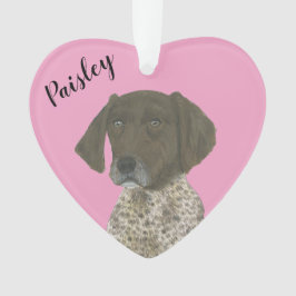 ピンクのパーソナライズされた肝臓ドイツの短いポインタ オーナメント