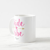 ピンクのパーソナライズされた花嫁結婚部族 コーヒーマグカップ (正面左)