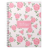 ピンクのパーソナライズされた花 ノートブック (正面)