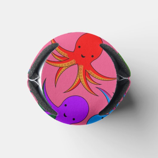 ピンクのパーソナライズされた虹のタコ 缶クーラー (ボトム)