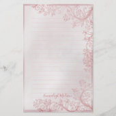 ピンクのパーソナライズされた装飾品が並んだ 便箋 (正面)