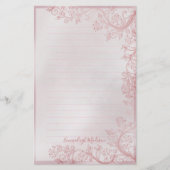 ピンクのパーソナライズされた装飾品が並んだ 便箋 (正面)