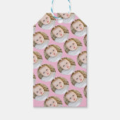 ピンクのパーソナライズされた誕生日写真 ギフトタグ (正面)