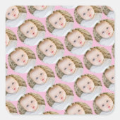 ピンクのパーソナライズされた誕生日写真 スクエアシール (正面)