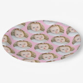 ピンクのパーソナライズされた誕生日写真 ペーパープレート (アングル)