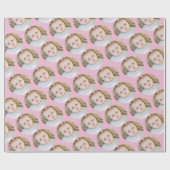 ピンクのパーソナライズされた誕生日写真 ラッピングペーパー (フラット)