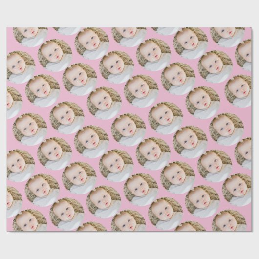 ピンクのパーソナライズされた誕生日写真 ラッピングペーパー (フラット)