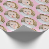 ピンクのパーソナライズされた誕生日写真 ラッピングペーパー (角)