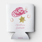 ピンクのパーソナライズカウガールハット カントリー・バチェロレッテ 缶クーラー (裏面)