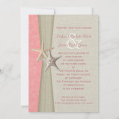 ピンクのパーチメントとヒトデのビーチウェディング 招待状 (裏面)