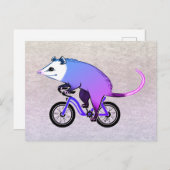 ピンクのパーティーが自転車に乗る インビテーションポストカード (正面/裏面)