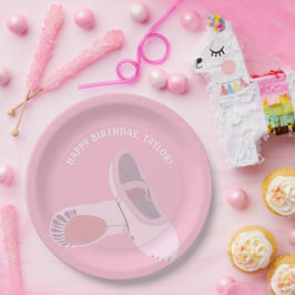 ピンクのパーティーにピンクのバレエ靴パーソナライズされた ペーパープレート