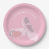 ピンクのパーティーにピンクのバレエ靴パーソナライズされた ペーパープレート (正面)