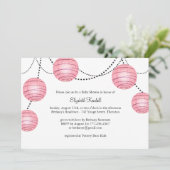 ピンクのパーティーのランタンのベビーシャワーの招待状 招待状 (スタンド正面)