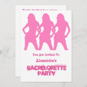 ピンクのパーティーの女のパーソナライズされた子バチェロレッテ 招待状 (正面/裏面)
