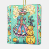 ピンクのパーティーウィッチはハロウィーン魔法、黒猫 セラミックオーナメント (左)