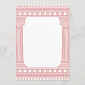 ピンクのパーティークイズ女神パーティーと神殿の列 招待状 (裏面)