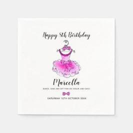 ピンクのパーティードレス女の子の誕生日パーティー スタンダードカクテルナプキン