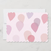 ピンクのパーティーバルーンかわいい誕生日 招待状 (裏面)