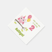 ピンクのパーティーフクロウが2秒誕生日 スタンダードカクテルナプキン (角)
