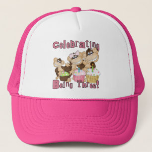ピンクのパーティーモンキー3rd誕生日Tシャツとギフト キャップ