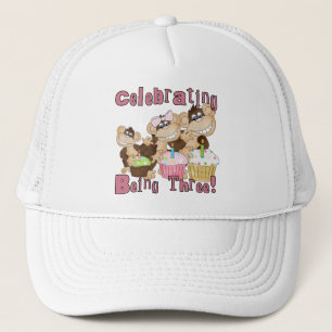 ピンクのパーティーモンキー3rd誕生日Tシャツとギフト キャップ