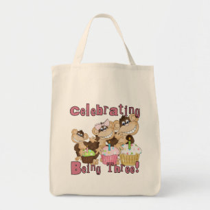 ピンクのパーティーモンキー3rd誕生日Tシャツとギフト トートバッグ