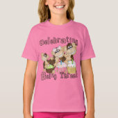 ピンクのパーティーモンキー3rd誕生日Tシャツとギフト Tシャツ (正面)