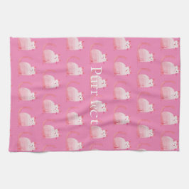 ピンクのパーフェクト猫 キッチンタオル