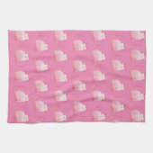 ピンクのパーフェクト猫 キッチンタオル (横)
