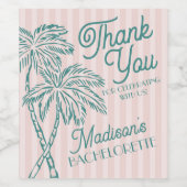 ピンクのパームスプリングのペストルビーチのバチェロレッテパーティのプレゼント ワインラベル (シングルラベル)