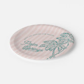 ピンクのパームスプリング パステル ビーチ パーティー ファウブス ペーパープレート (アングル)