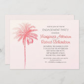 ピンクのパームツリーのビーチでのエンゲージメントパーティーの招待状 招待状 (正面/裏面)